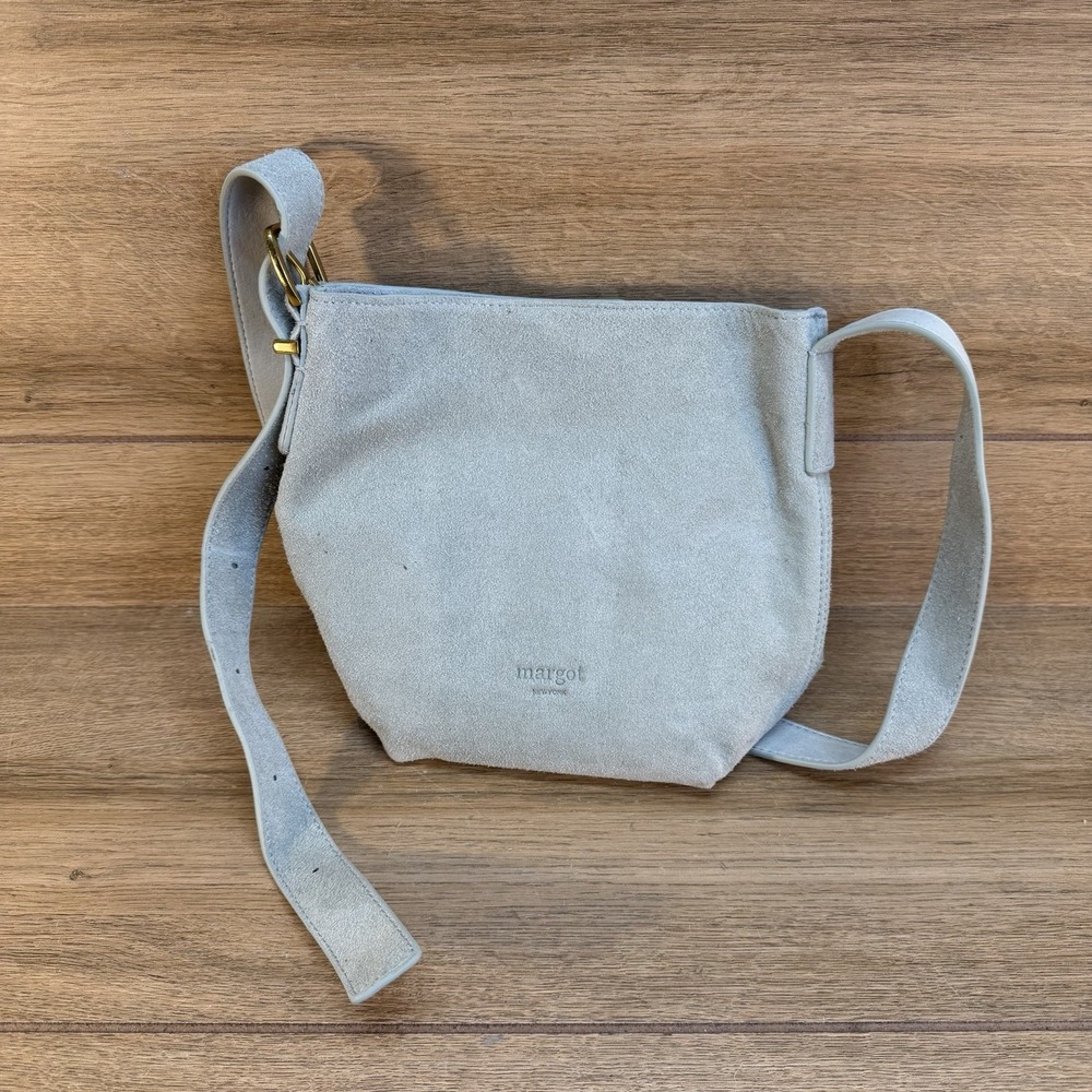 margot Light Gray Suede Mini Crossbody Bag